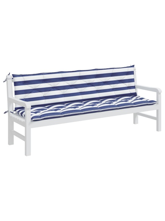 Podušky na lavici 2 ks modré a bílé pruhy 200x50x7 cm textil
