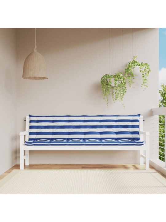 Podušky na lavici 2 ks modré a bílé pruhy 200x50x7 cm textil