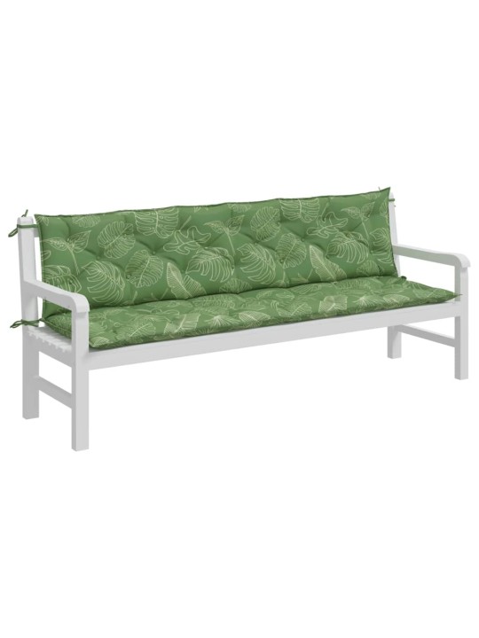 Podušky na zahradní lavici 2 ks vzor listů 200x50x7 cm textil