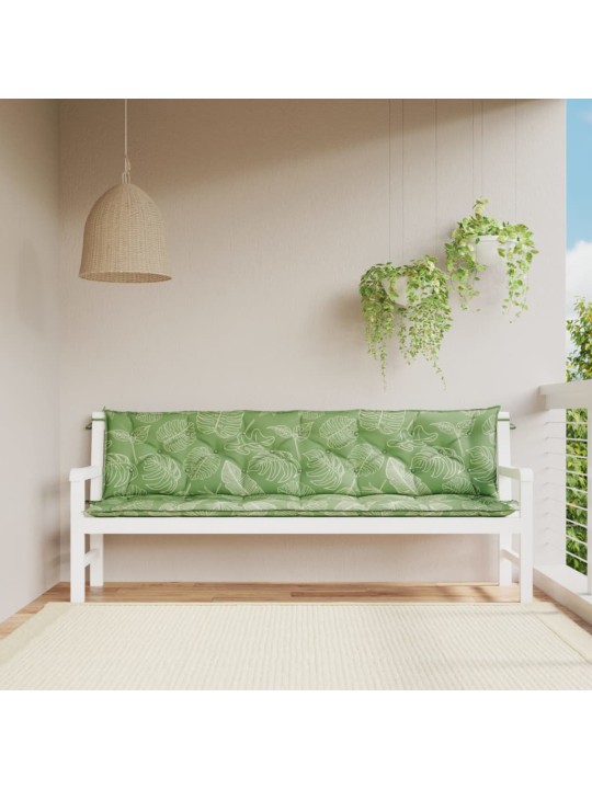 Podušky na zahradní lavici 2 ks vzor listů 200x50x7 cm textil