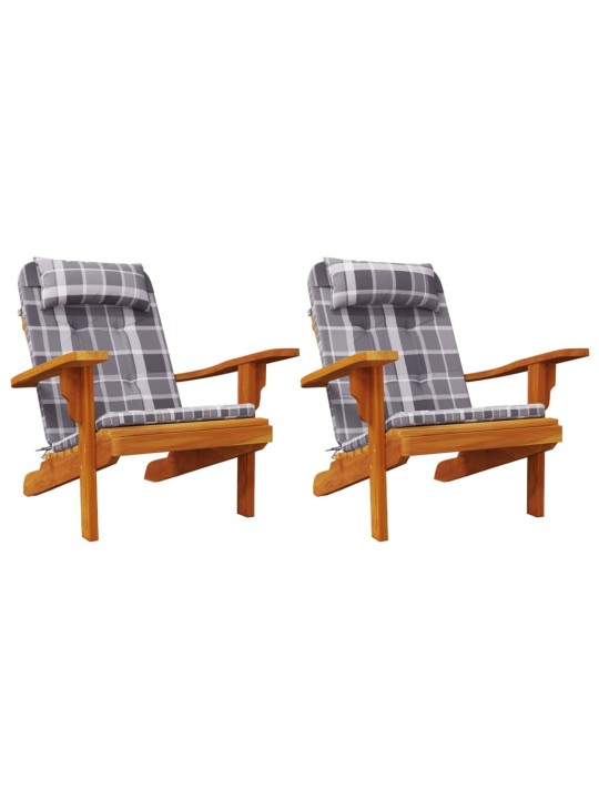Podušky na židli Adirondack 2 ks šedé kárované oxfordská látka