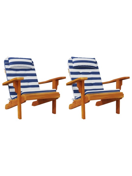 Podušky na židli Adirondack 2 ks modré a bílé pruhy oxford