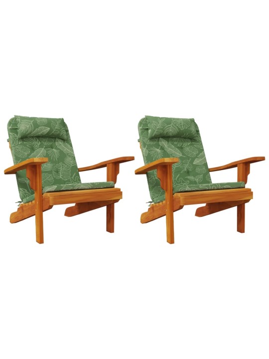 Podušky na židli Adirondack 2 ks vzor listů oxfordská látka