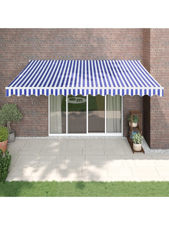 Zatahovací markýza modrá a bílá 4 x 3 m textil a hliník
