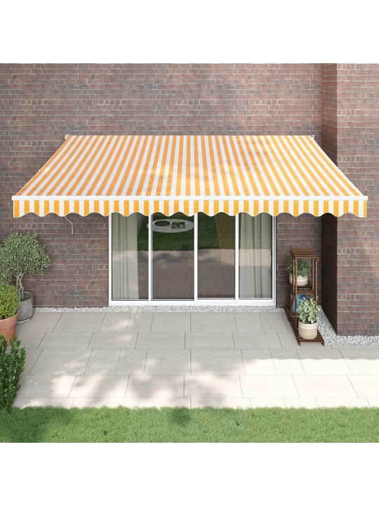 Zatahovací markýza žlutá a bílá 4 x 3 m textil a hliník