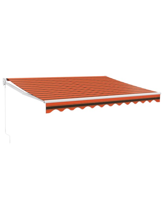 Zatahovací markýza oranžová a hnědá 3,5 x 2,5 m textil a hliník