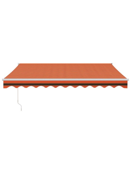 Zatahovací markýza oranžová a hnědá 3,5 x 2,5 m textil a hliník