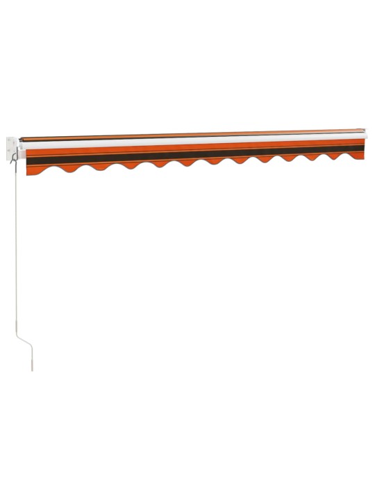 Zatahovací markýza oranžová a hnědá 3,5 x 2,5 m textil a hliník