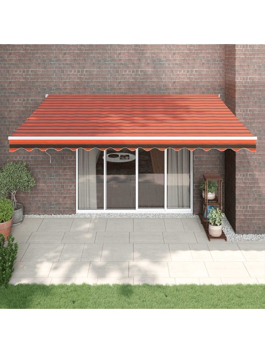 Zatahovací markýza oranžová a hnědá 4 x 3 m textil a hliník