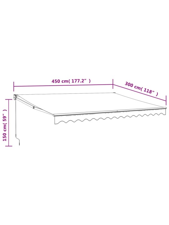 Zatahovací markýza antracitová 4,5 x 3 m textil a hliník