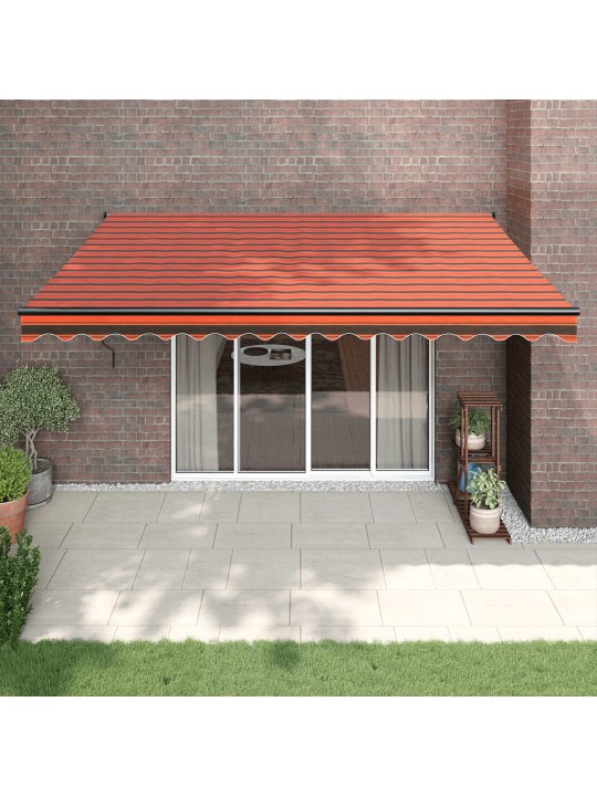 Zatahovací markýza oranžová a hnědá 4,5 x 3 m textil a hliník