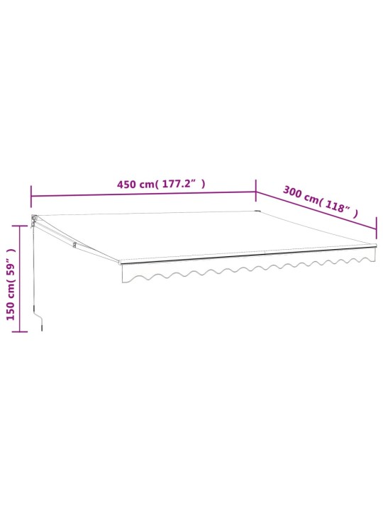 Automatická zatahovací markýza žlutá a bílá 4,5 x 3 m
