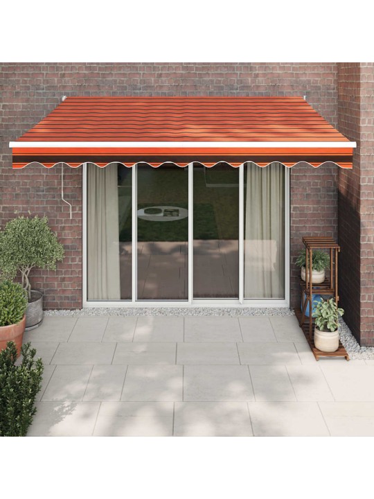 Automatická zatahovací markýza oranžová a hnědá 3,5 x 2,5 m