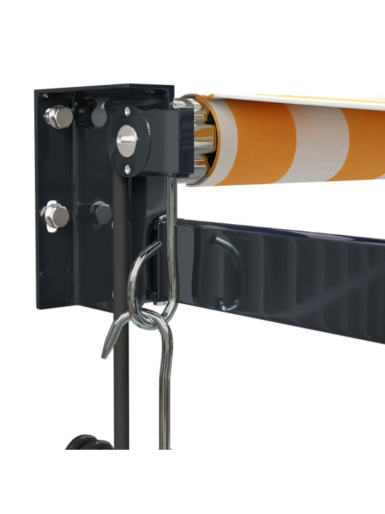 Automatická zatahovací markýza žlutá a bílá 3,5 x 2,5 m
