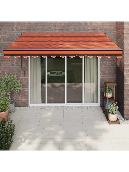 Automatická zatahovací markýza oranžová a hnědá 3,5 x 2,5 m