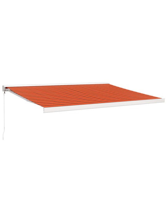 Zatahovací markýza oranžová a hnědá 4,5 x 3 m textil a hliník