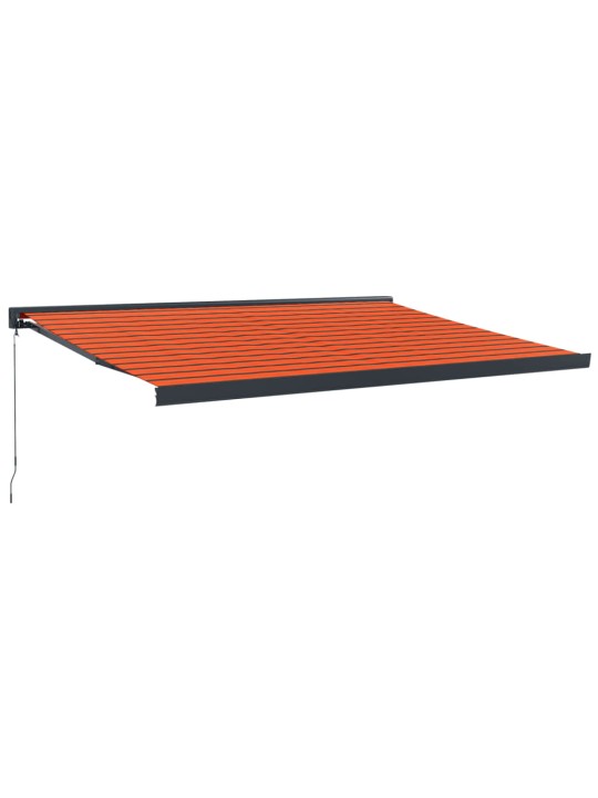 Zatahovací markýza oranžová a hnědá 4,5 x 3 m textil a hliník