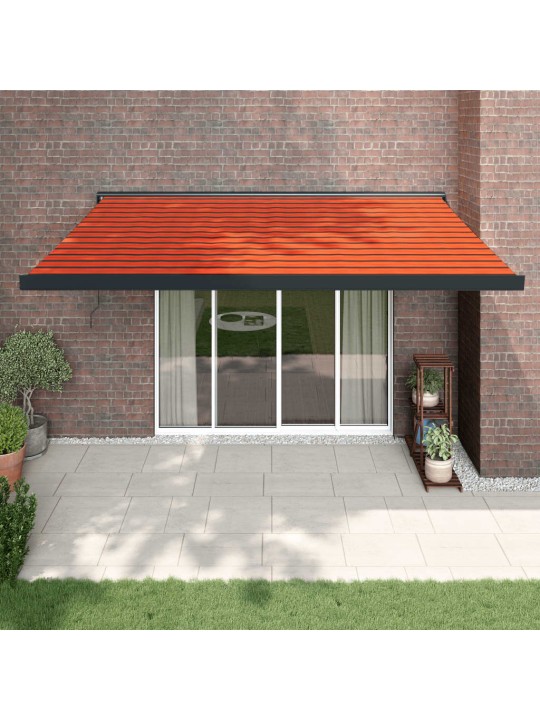 Zatahovací markýza oranžová a hnědá 4,5 x 3 m textil a hliník