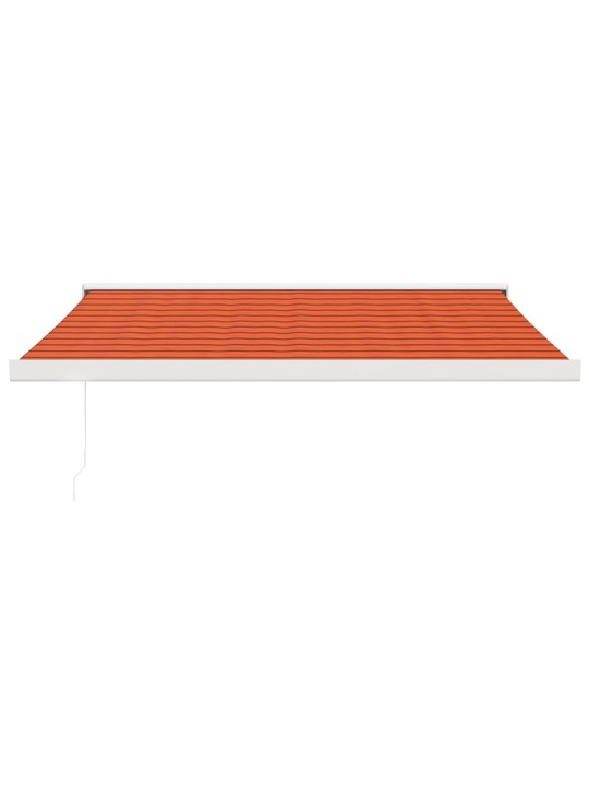 Zatahovací markýza oranžová a hnědá 3,5 x 2,5 m textil a hliník