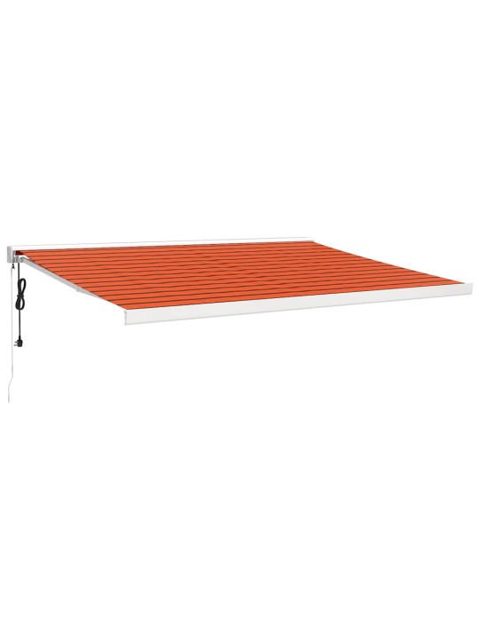 Zatahovací markýza oranžová a hnědá 4 x 3 m textil a hliník