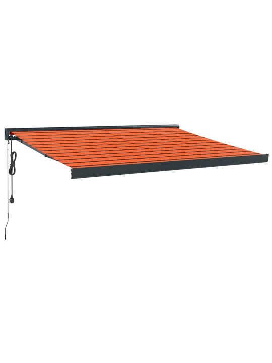 Zatahovací markýza oranžová a hnědá 3,5 x 2,5 m textil a hliník