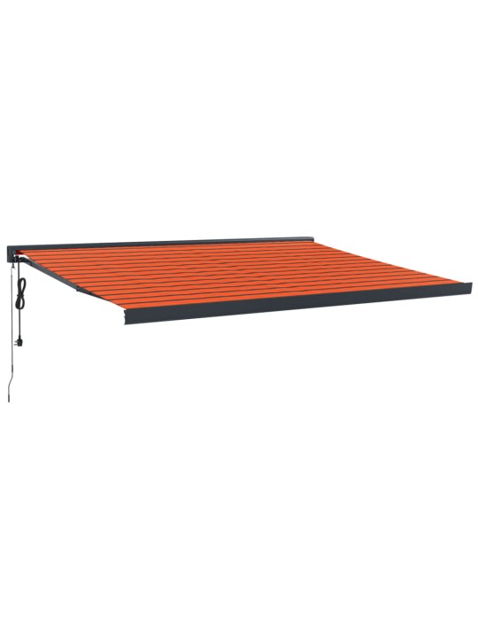 Zatahovací markýza oranžová a hnědá 4,5 x 3 m textil a hliník
