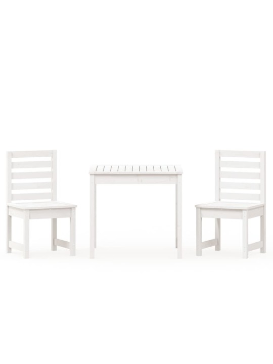 3dílný zahradní bistro set bílý masivní borové dřevo
