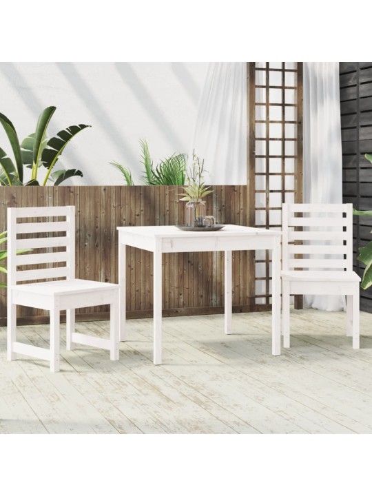 3dílný zahradní bistro set bílý masivní borové dřevo