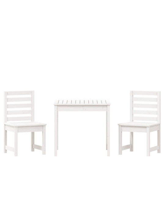 3dílný zahradní bistro set bílý masivní borové dřevo