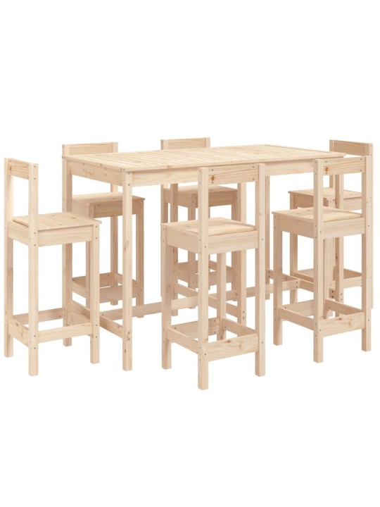 7dílný zahradní barový set masivní borové dřevo