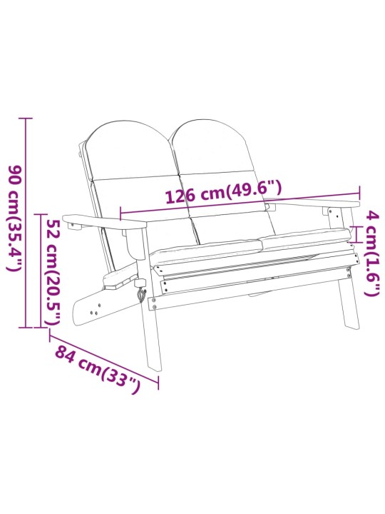 Zahradní lavice Adirondack s poduškami 126 cm masivní akácie
