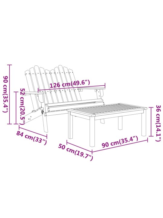 2dílná sada zahradního nábytku Adirondack masivní akácie
