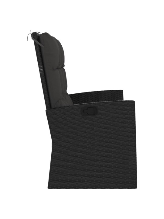 Polohovací zahradní lavice s poduškami černá 118 cm polyratan
