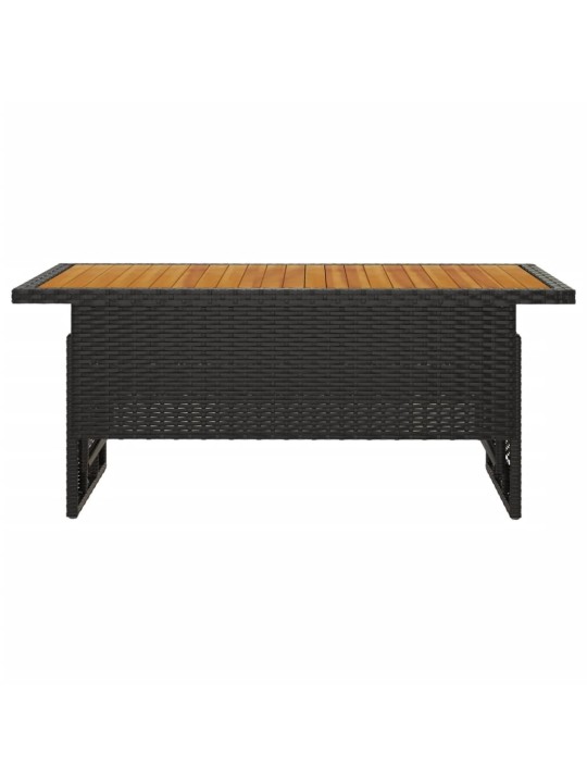 Zahradní stůl černý 100x50x43/63 cm masivní akácie a polyratan