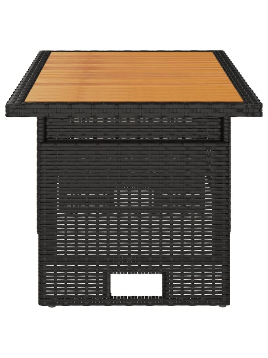 Zahradní stůl černý 100x50x43/63 cm masivní akácie a polyratan