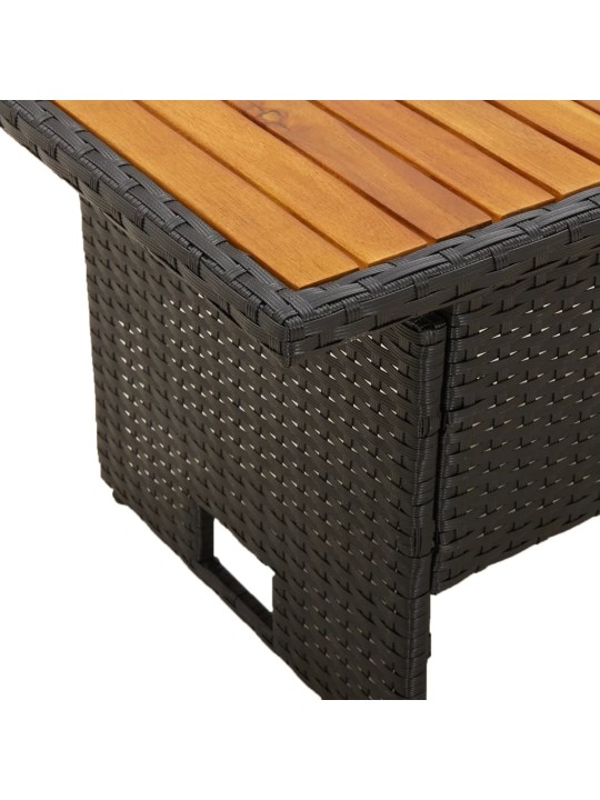 Zahradní stůl černý 100x50x43/63 cm masivní akácie a polyratan