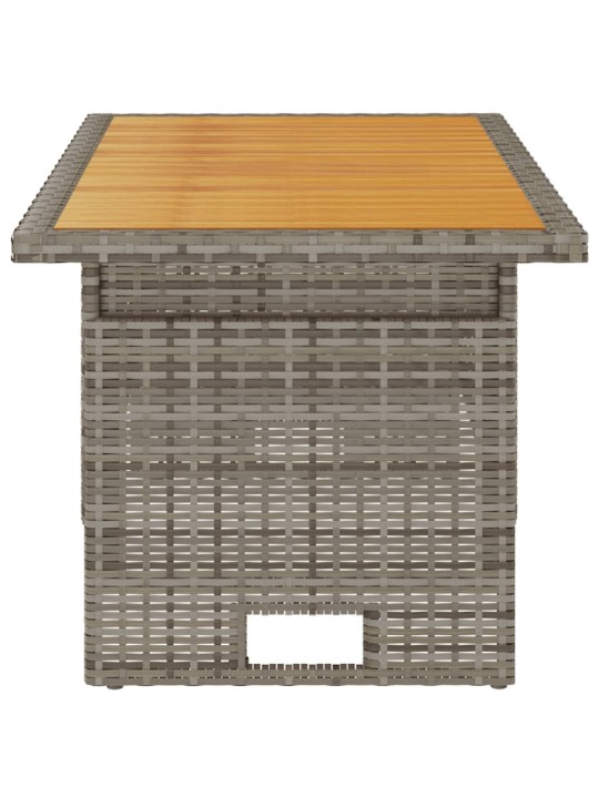 Zahradní stůl šedý 100x50x43/63 cm masivní akácie a polyratan