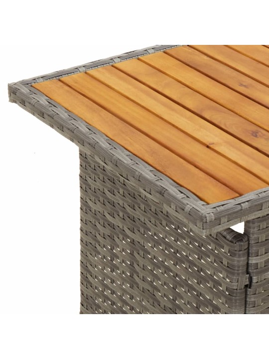 Zahradní stůl šedý 100x50x43/63 cm masivní akácie a polyratan