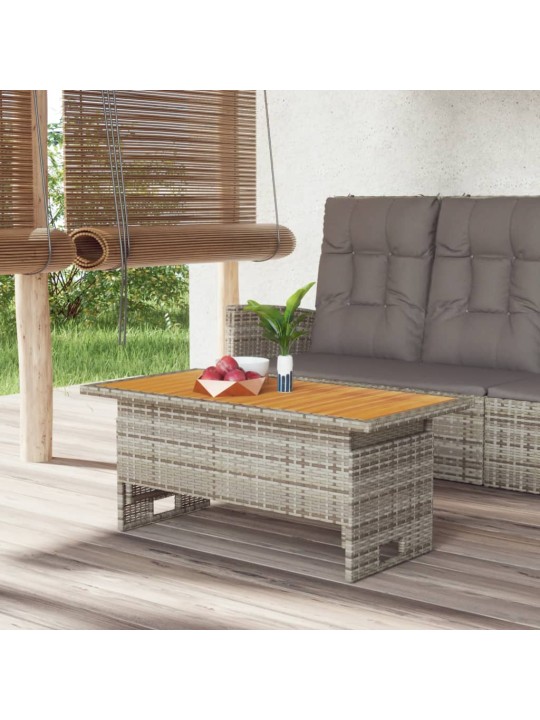 Zahradní stůl šedý 100x50x43/63 cm masivní akácie a polyratan