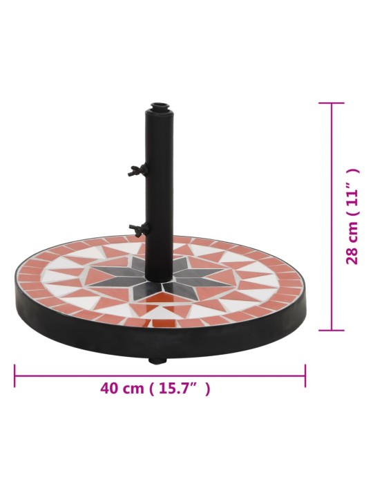 Základna na slunečník terakotová a bílá kulatá 12 kg