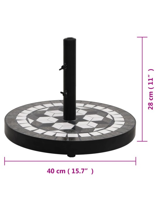 Základna na slunečník černá a bílá kulatá 12 kg