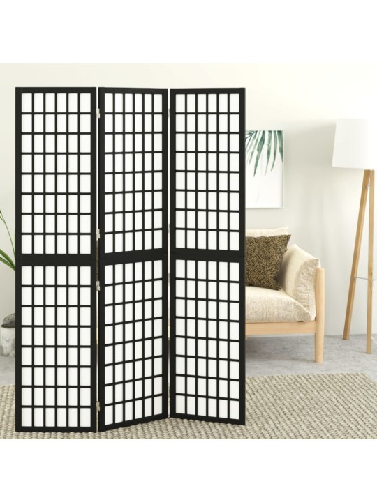 Skládací 3dílný paraván v japonském stylu 120 x 170 cm černý