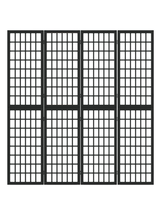 Skládací 4dílný paraván v japonském stylu 160 x 170 cm černý