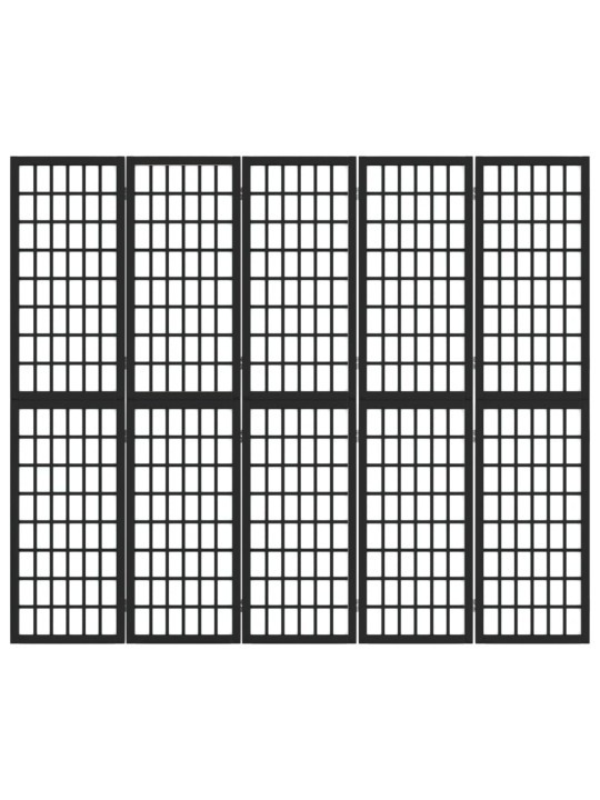 Skládací 5dílný paraván v japonském stylu 200 x 170 cm černý