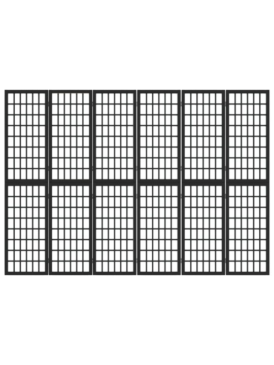 Skládací 6dílný paraván v japonském stylu 240 x 170 cm černý