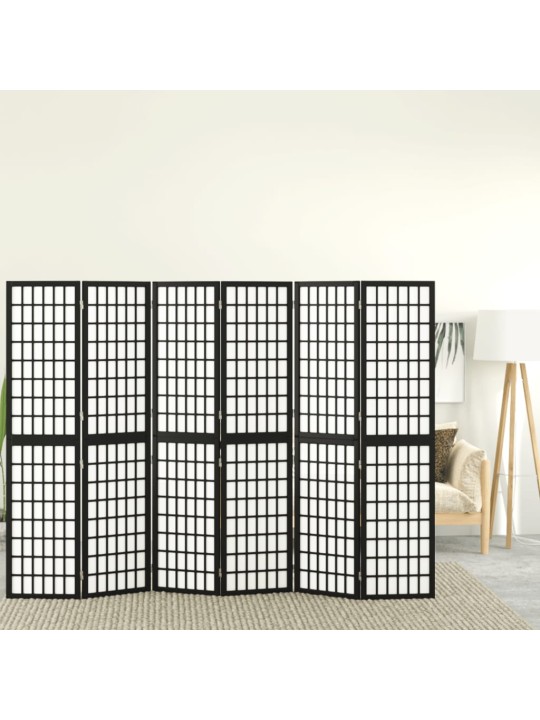 Skládací 6dílný paraván v japonském stylu 240 x 170 cm černý