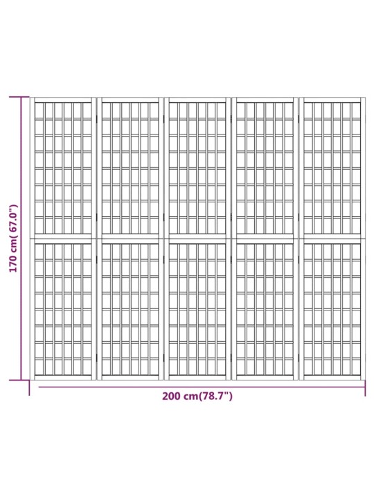 Skládací 5dílný paraván v japonském stylu 200 x 170 cm