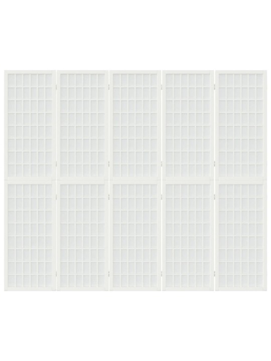 Skládací 5dílný paraván v japonském stylu 200 x 170 cm bílý