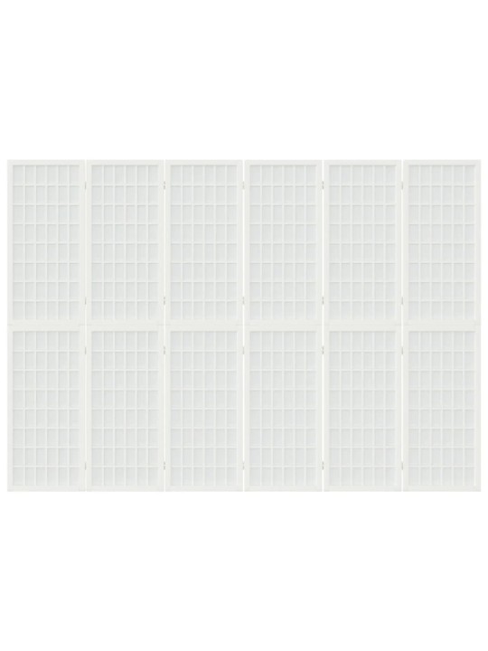 Skládací 6dílný paraván v japonském stylu 240 x 170 cm bílý