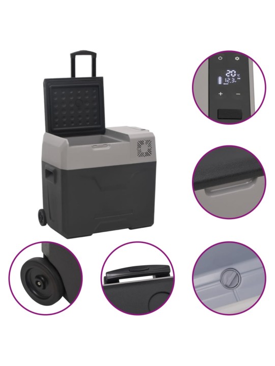Chladicí box s kolečky a rukojetí černý a šedý 40 l PP